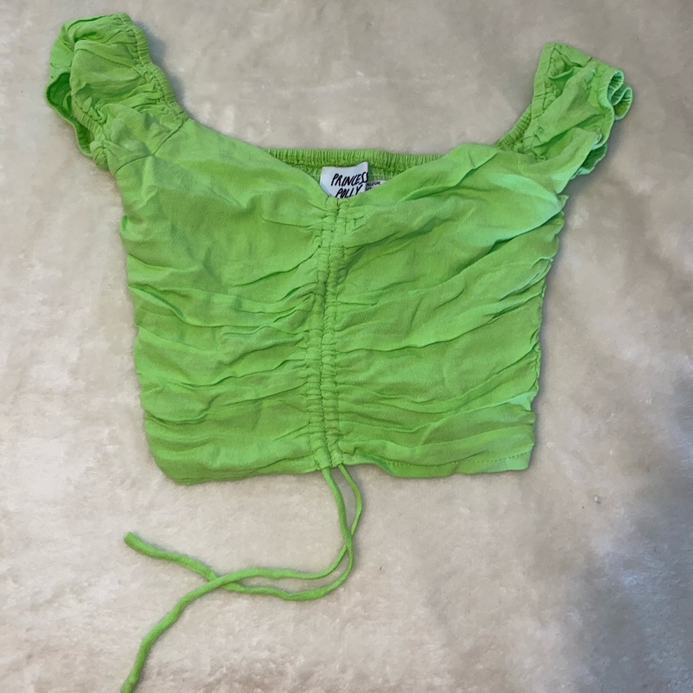 Princess Polly Neon Lime Green Ruched Crop Top
